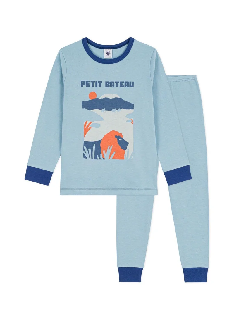 بيتي باتو Children's savannah-motif plain cotton pyjamas